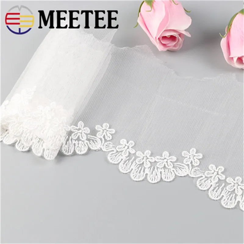 Meetee новый 5 ярдов белый кружевной сетчатый вышитый ажурный цветок одежда