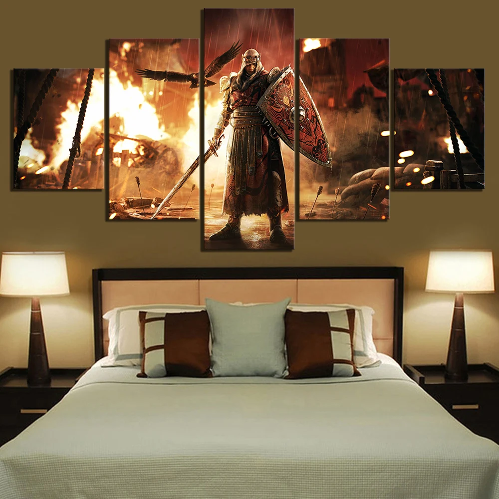 

5 Piece Fantasy Art HD Warrior Pictures for Honor Video Games Poster Artwork Canvas Paintings Wall Art for Home Decor