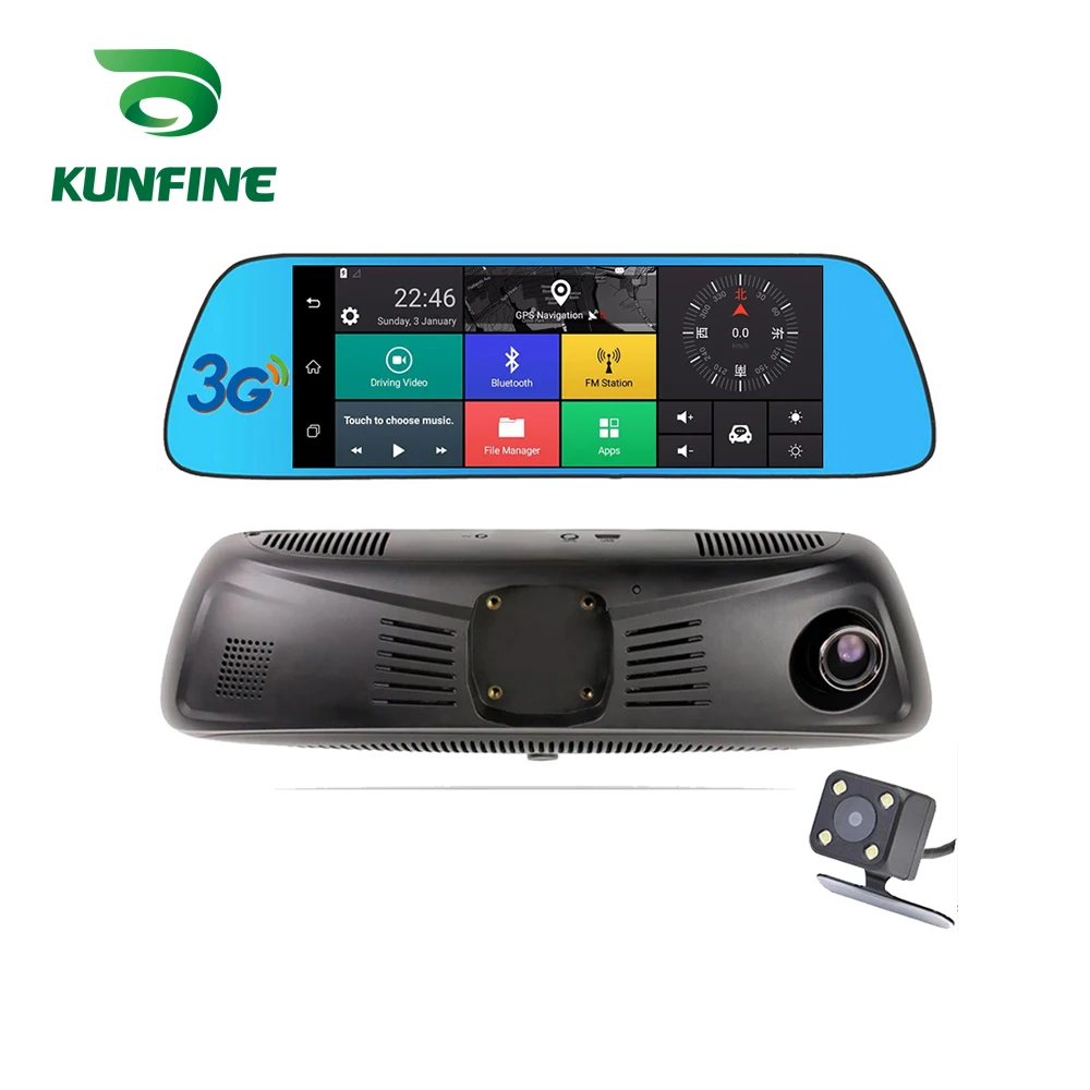 KUNFINE 10 &quotAndroid GPS Navi видеорегистратор Автомобильный зеркальный две камеры Запись
