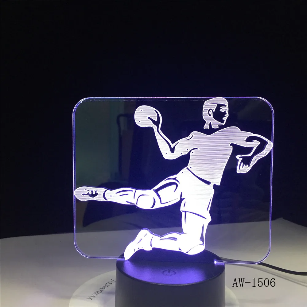 Гандбол фигура игрока 3D светодиодный ночник USB детский подарок Спортивная