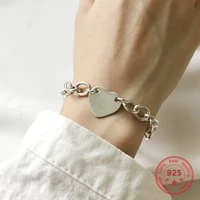 european american 925 silver trendy concise heart bracelets fine jewelry gift for girlfriend