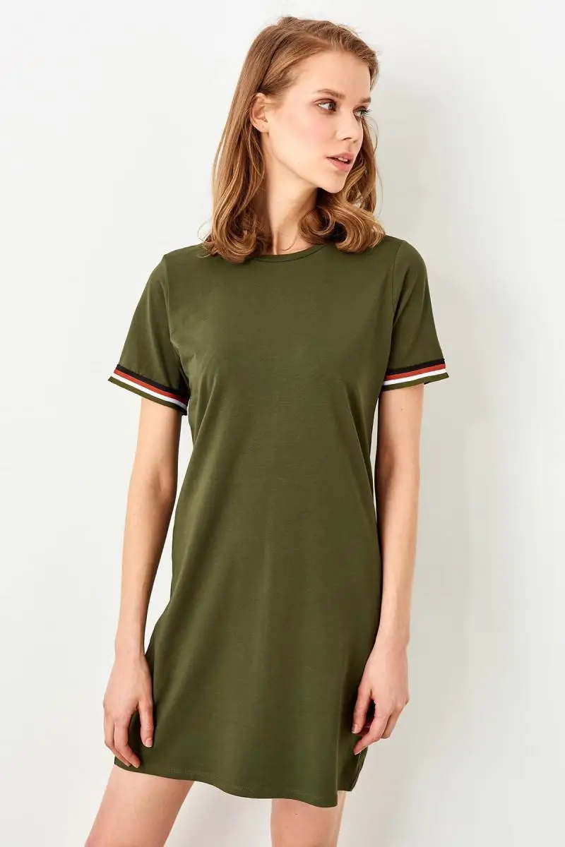 Trendyol Haki трикотажное платье с лентами TWOSS19FV0107|Женские платья| |