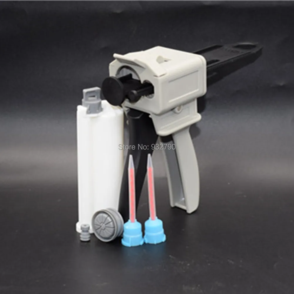 

10:1 Dispensing Gun Adhesive Guns Dispensers Manual Applicator Caulk Gun + 2pcs Mix Tips Mixing Nozzles + 50ml Glue Cartridge