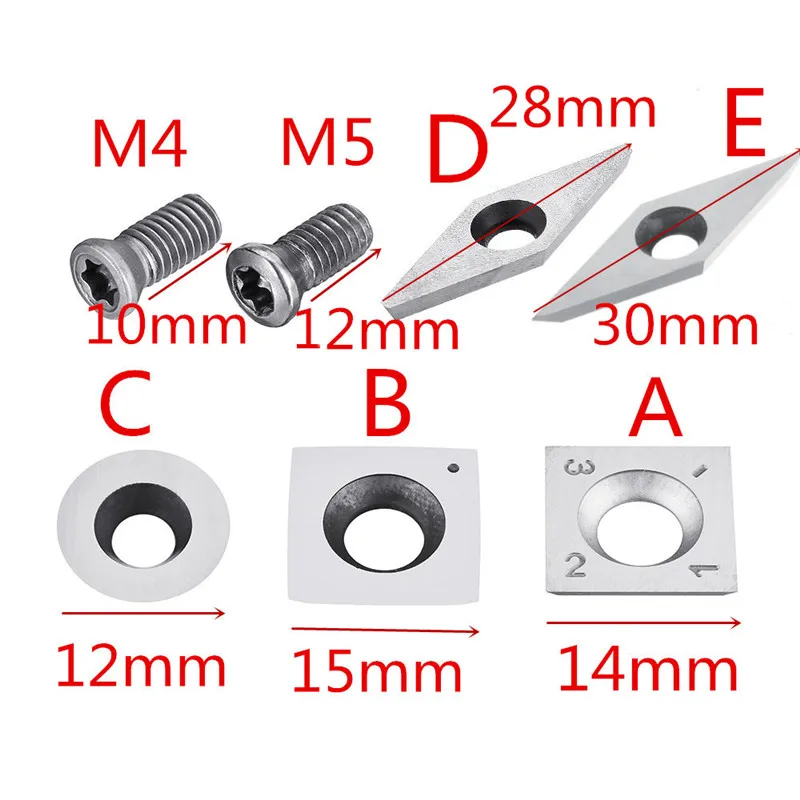 

New Wood Carbide Insert Milling Cutter Torx M4/M5 Screws For Wood Turning Tool Woodworking Durable