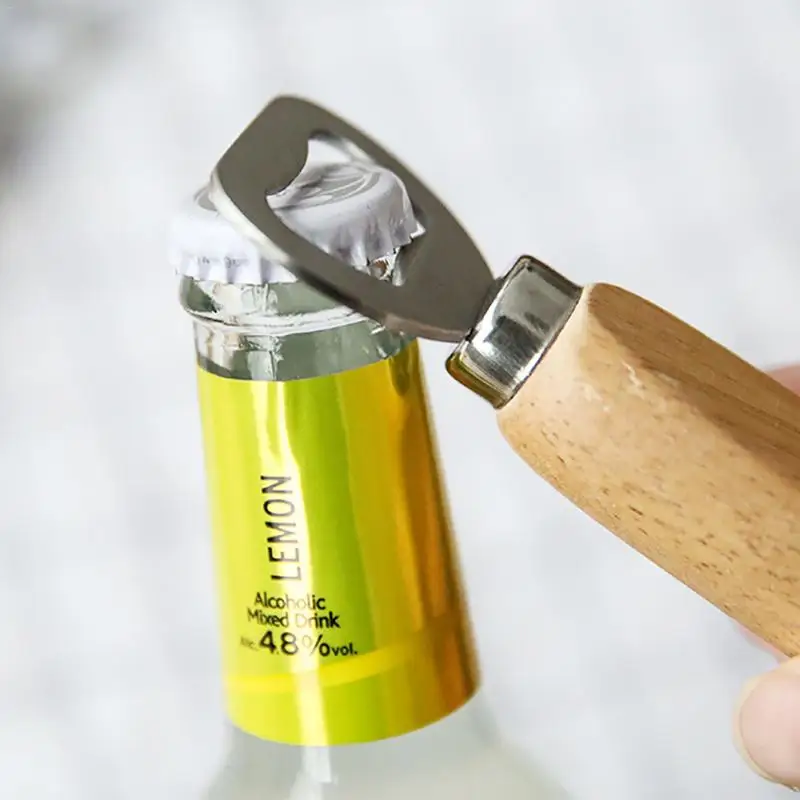 2018 высокое качество ручка из резины и дерева Нержавеющая сталь пива открывалка