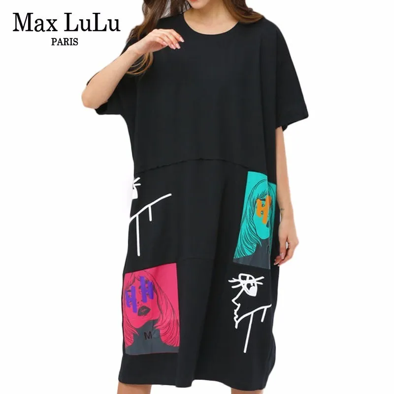 Max LuLu новинка 2019 летняя мода Корейская Женская Лоскутная одежда женские длинные