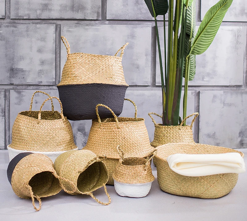 Складная домашняя подвесная корзина ручной работы из ротанга натуральные