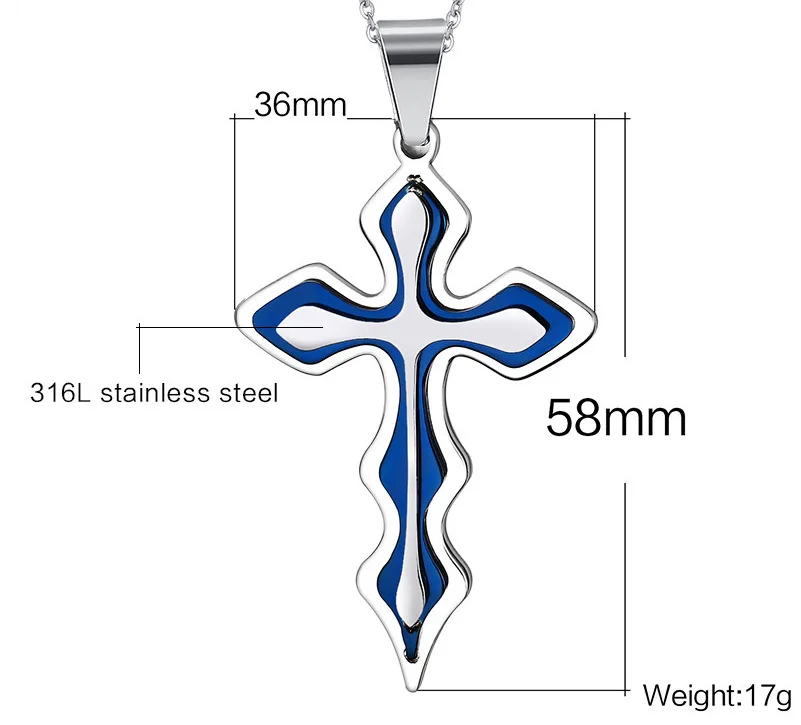 Christian cross stainless steel pendant necklace men and women fashion popular bead chain accessories clavicle | Украшения и