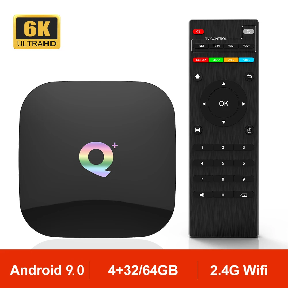 Q PLUS(+) Allwinner H6 Android 9.0 Smart TV Box 3D 1080P 6K HD Set Top 2.4G Wifi VS T95 MAX Media Player Qplus 4GB 32G 64G|ТВ-приставки и