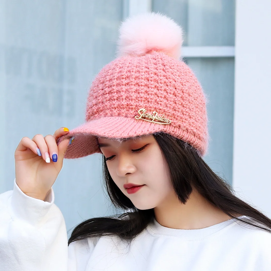ЛИВА девушка Для женщин мода хип-хоп помпон мех теплый Кепки Snapback шляпа вязаная
