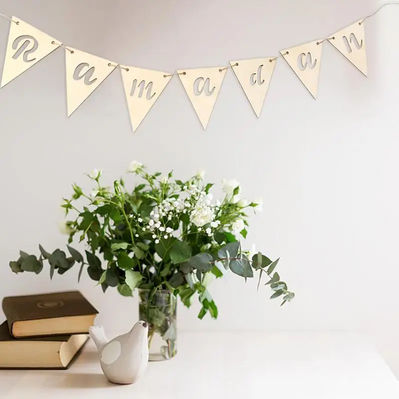 

Eid Decoration Wooden Bunting Wall Art DIY Wooden Bunting Home Decoration Ornaments Home decoration