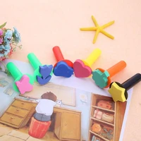toys for children 6pcslot wooden diy painting sponge brush toy handle bab graffiti sponge art supplies seal painting tools