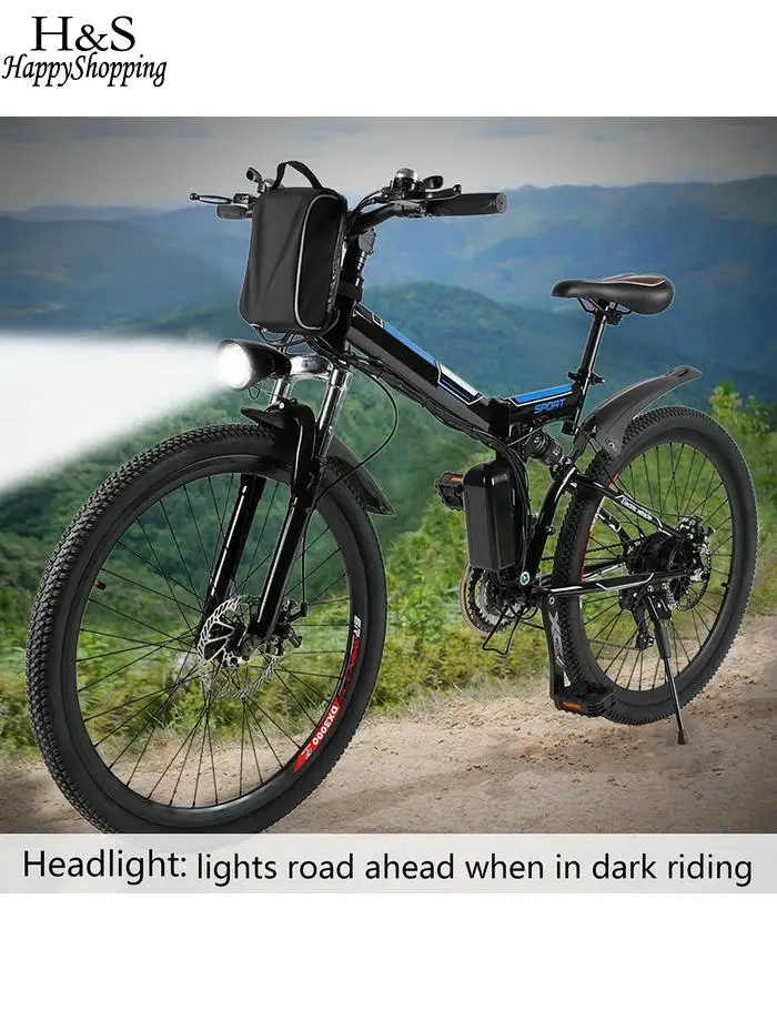 ANCHEER черный 26 дюймов горный Bike36V складной велосипед с литий ионной батареей ebike USB