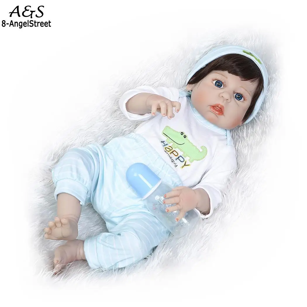 Детские мягкие силиконовые реалистичные с одеждой Reborn Baby Doll унисекс синий от 2 до