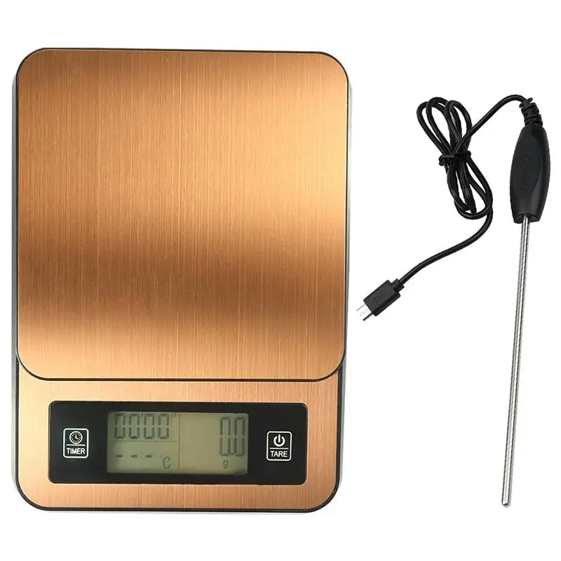 Scale Timed Kitchen Hand Made Coffee Electronic With Temperature Probe Lcd Display Scales |