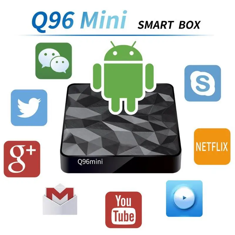 Q96 Мини Android 7 1 ТВ Box Amlogic S905W 4 ядра 2 4G Wi Fi Декодер каналов кабельного
