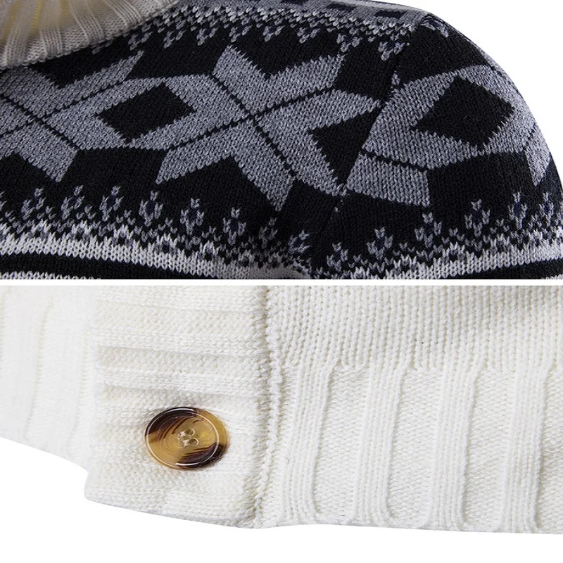 Geometric Snowflake Pattern Christmas Knitted Cardigan |