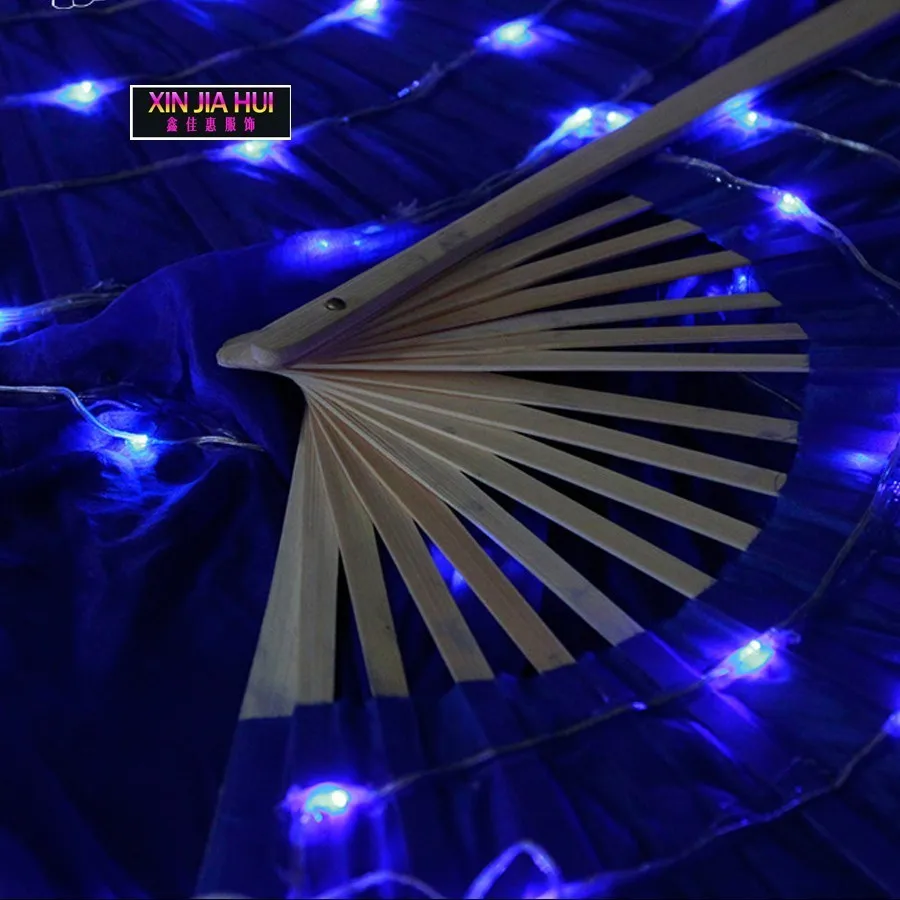 Performance Outfit Heat Sell New Pattern Belly Dance Led Luminescence Sensu Colourful Real Silk Fan Prop |