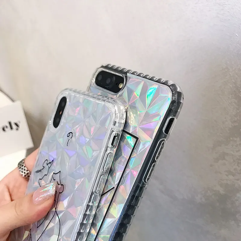 STROLLIFE New Glitter Diamond Texture Phone Case for iPhoneX XS Max XR Lovely Couples Cover IPhone8 6s 7 Plus Soft TPU Shell |