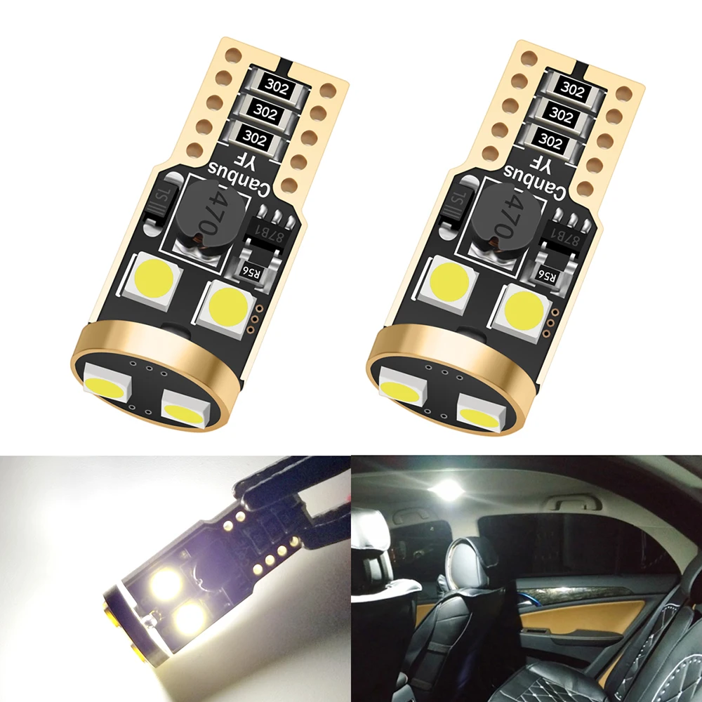 2 шт. светодиодный T10 W5W 3030 6SMD 501 3014 автомобиля тормозных Клиренс купольный