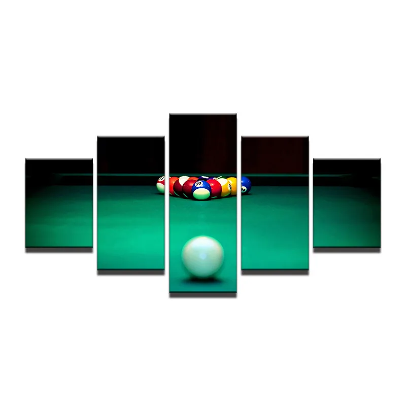 Canvas Wall Art Pictures Modular Framework Home Decor 5 Pieces Beautiful Color Billiards Painting HD Prints Sports Poster | Дом и сад