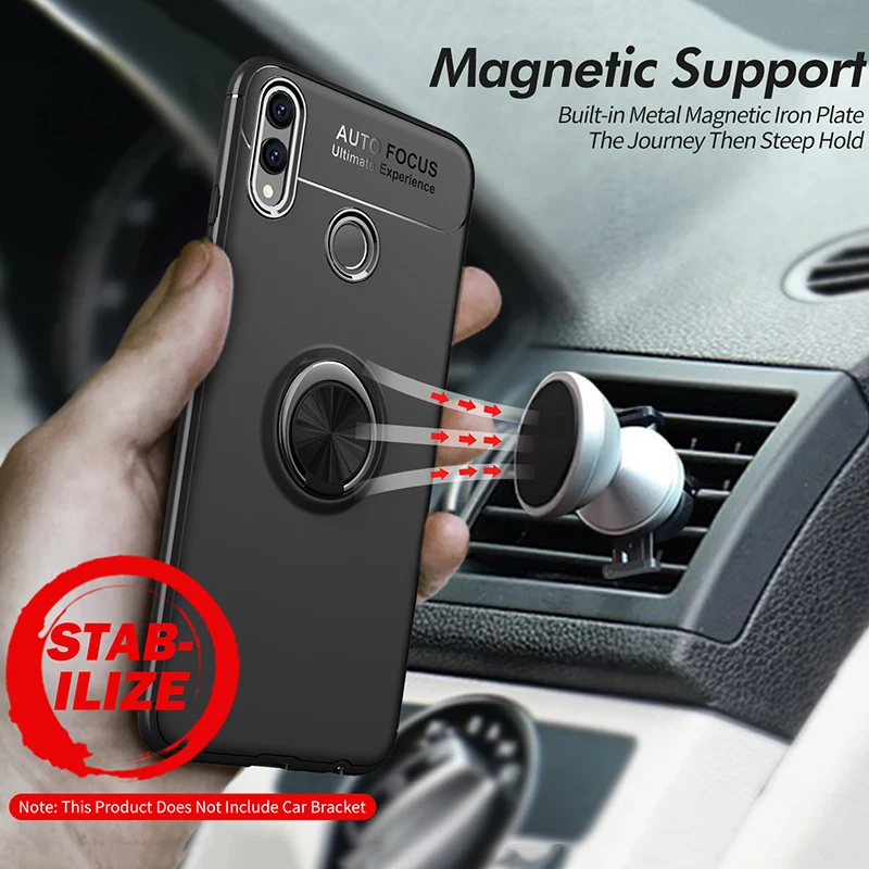 TOXCOT For Huawei Honor 8X Max Case Rotating Finger Ring Holder Matte Soft Silicone Back Cover Phone Skin |