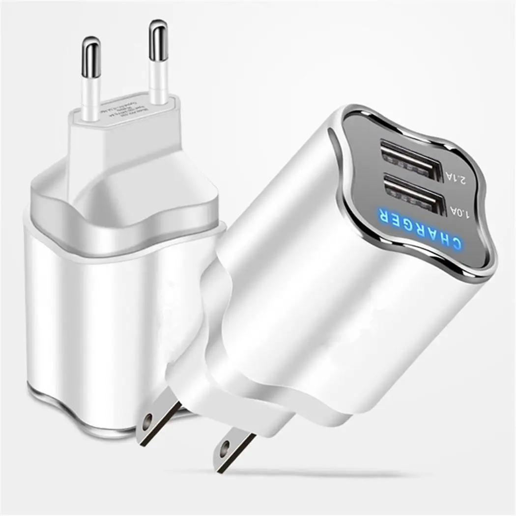 2 Порты USB путешествия зарядное устройство со светодиодной подсветкой стены