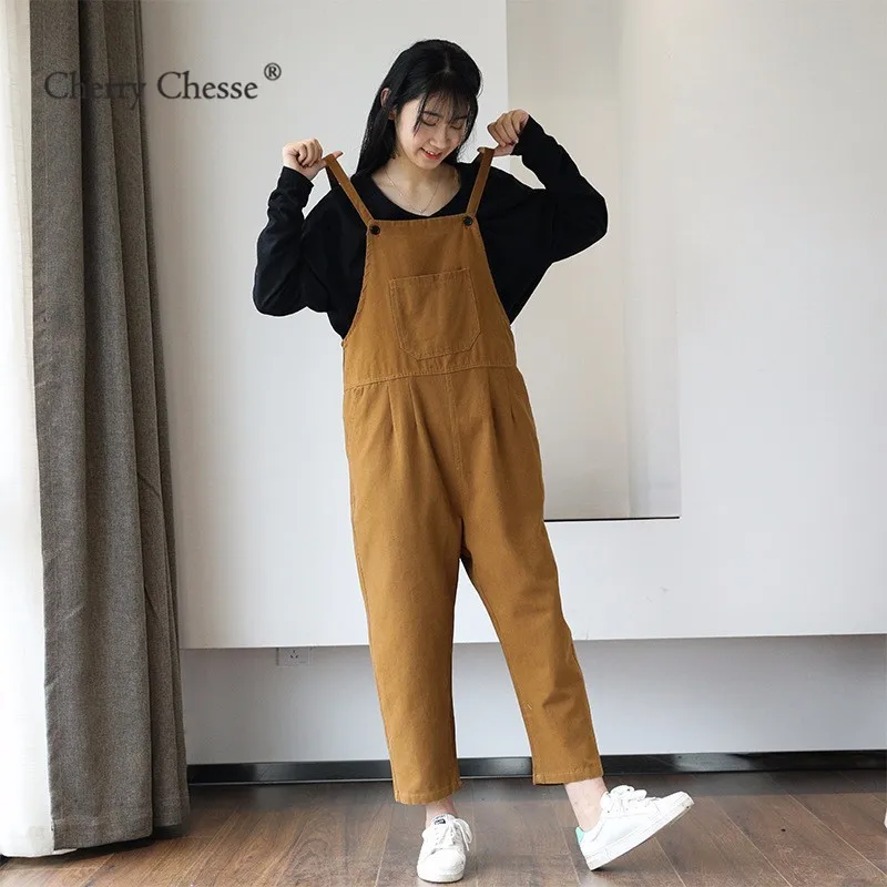 Cherry Chesse Harajuku для женщин комбинезоны девочек ремень карман твердые ботильоны