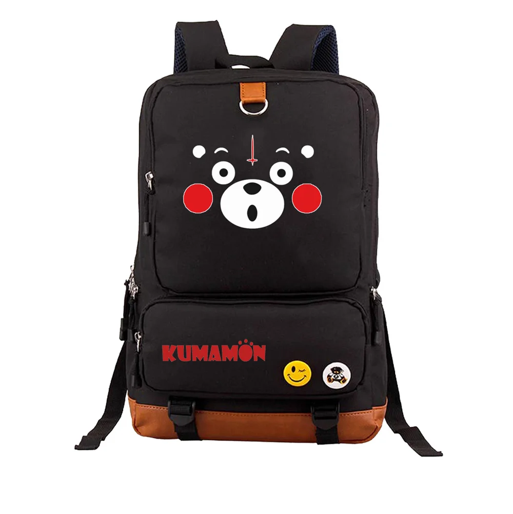 

Anime Kumamon Black Bear Backpack School bookbag Shoulder Bag Cartoon Bag Cosplay Printing Mochila Feminina canvas backpack