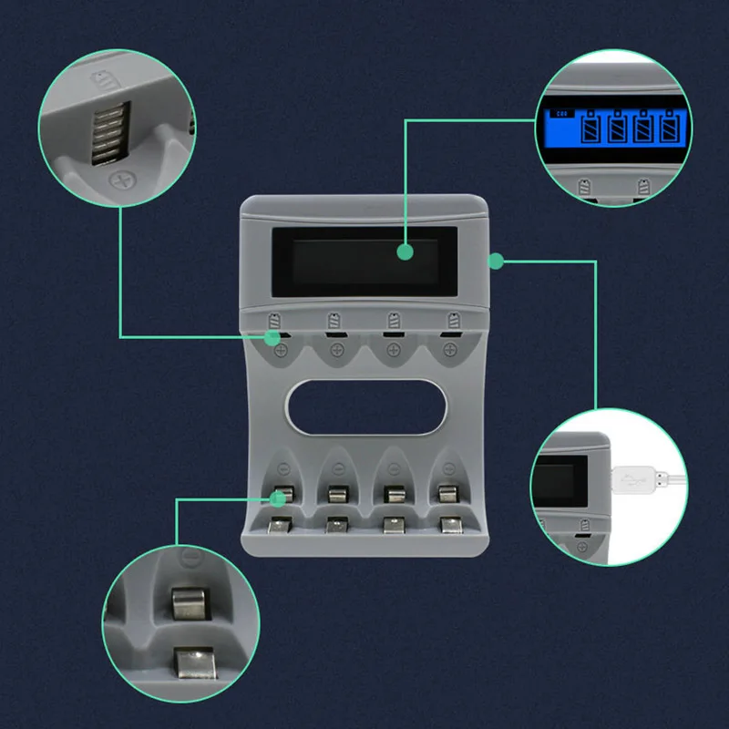 Bty-C704A4 зарядное устройство Universel 4 слота Интеллектуальное Быстрое светодиодное Usb