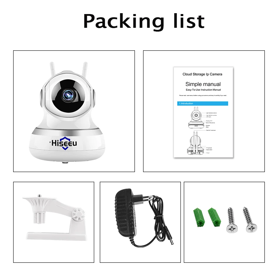 Hiseeu 1080P 2MP WiFi IP камера WIFI CCTV видеонаблюдение P2P Домашняя безопасность babyfoon TF карта