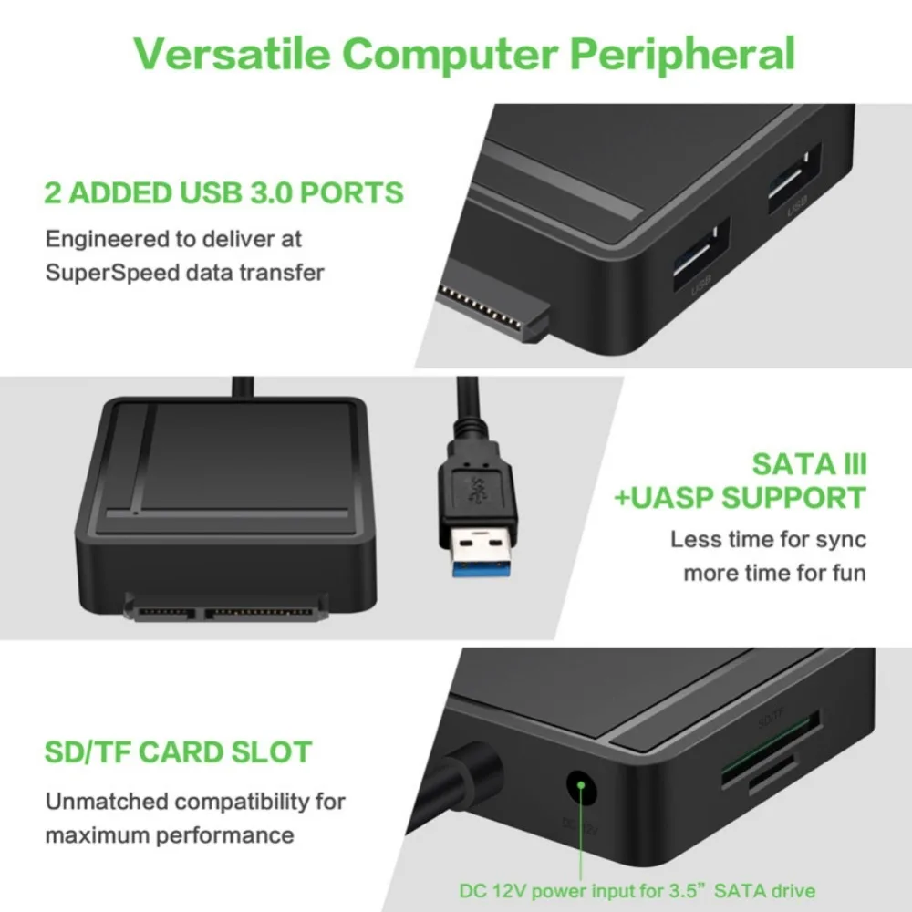 Универсальный USB 3 0 на SATA адаптер устройство для чтения карт SD TF концентратор 2