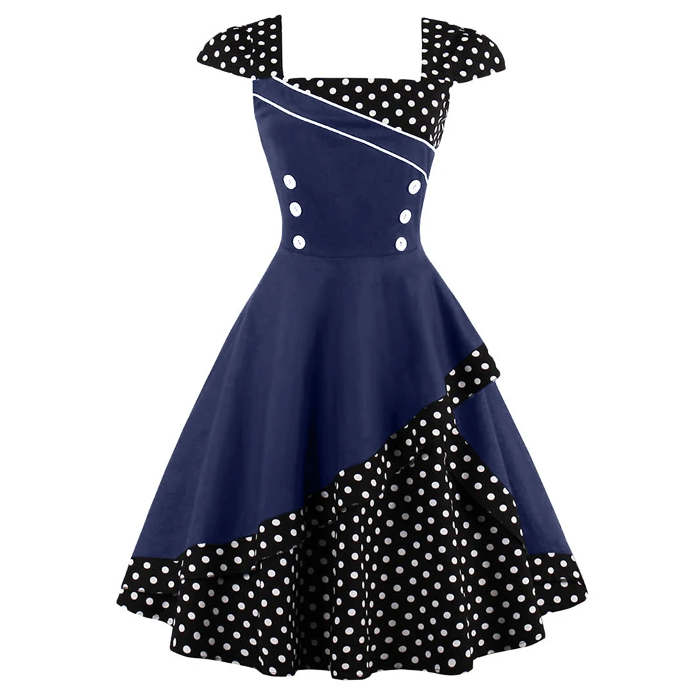 Платье женское винтажное большого размера с узором в горошек 50 s/60 s 2019 | Женская