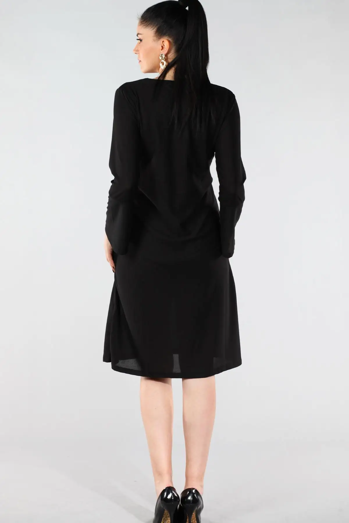 Женское черное платье из крепа Sans Textile 65 N9699 | Женская одежда