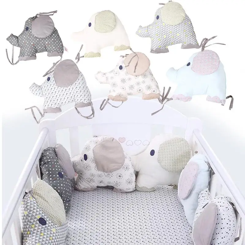 

6Pcs/Set Cotton Infant Room Baby Crib Bumper Cradle Protector Fence Stuffed Cotton Elephant Bedding Bumper