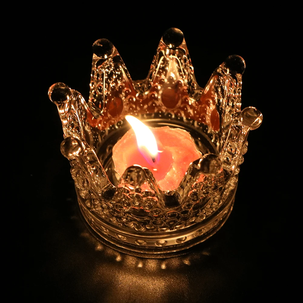 

Cigarette Tray Candle Holder Crystal Ashtray Crown Glass Ashtray Home Decoration Smoking Accessories Multifunction