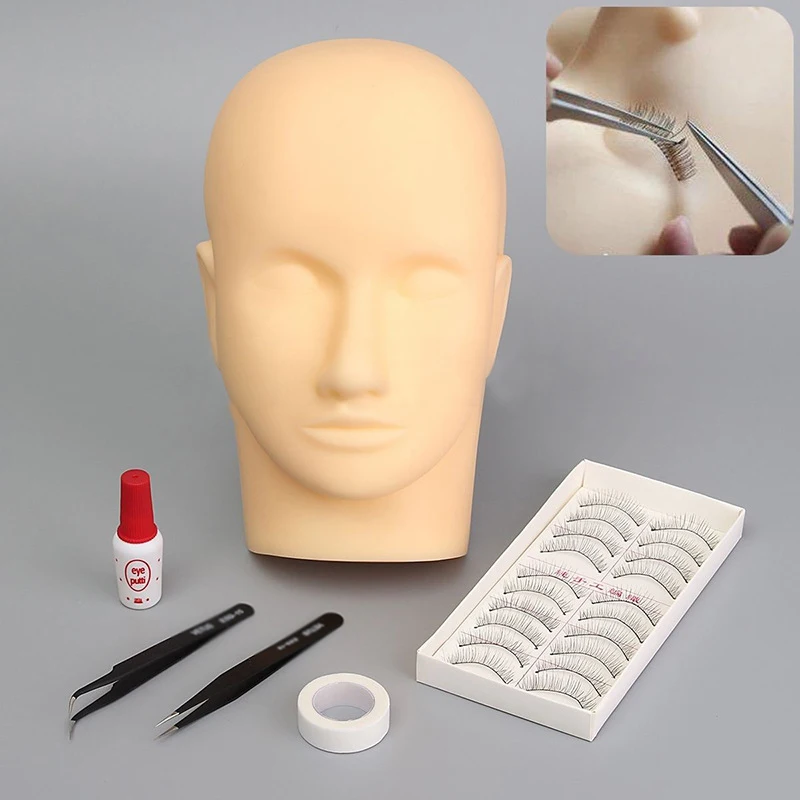 Professional Flat Eye Facial Mannequin Training Head Practice Extensions Tool ake Up Model Eyelash Trainning Kit Set Supply | Красота и