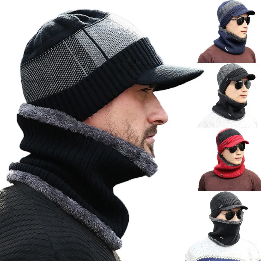 

Fashion Women Men Camping Hat Winter Beanie Baggy Warm Wool Fleece Ski Cap + Neckerchief Scarves