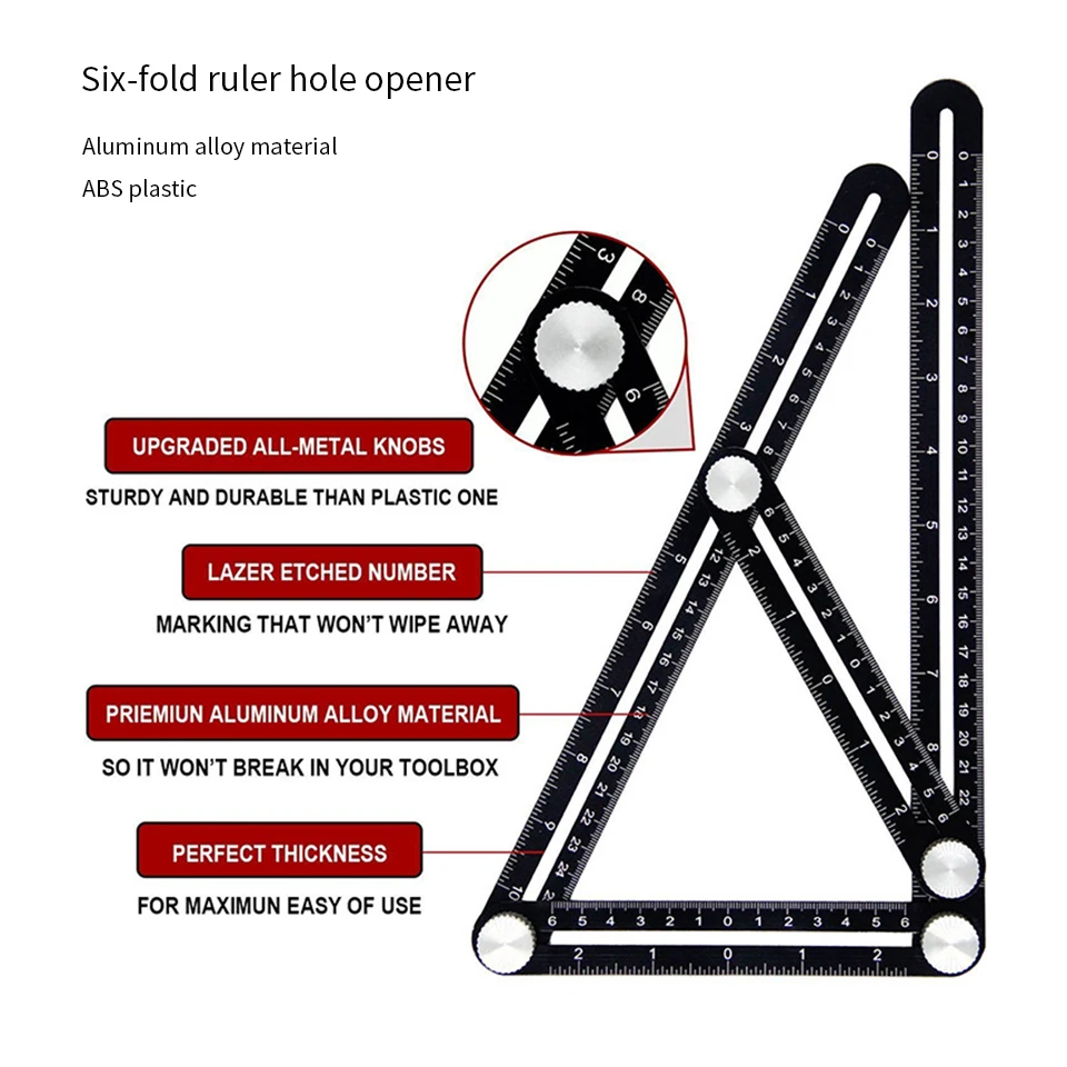 Регулируемая складная линейка для деревообработки шесть отверстий керамической