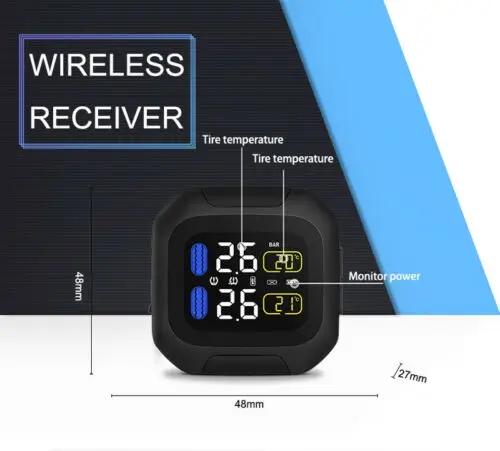 Беспроводная система контроля давления в шинах для мотоцикла TPMS + внешние