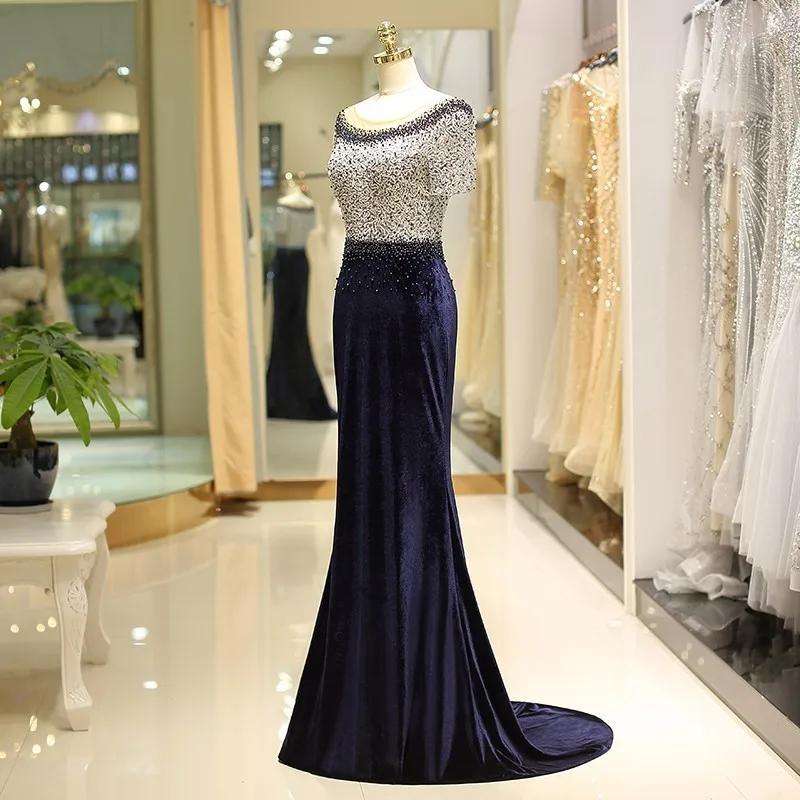 Vivian's Bridal винтажное темно-синее бархатное длинное вечернее платье русалки с