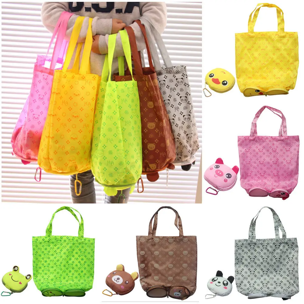 

Cartoon Recycle Storage Grocery Foldable Handy Shopping Bag Reusable Tote Pouch Handbags Eco Reusable Bag Fruit Vegetable