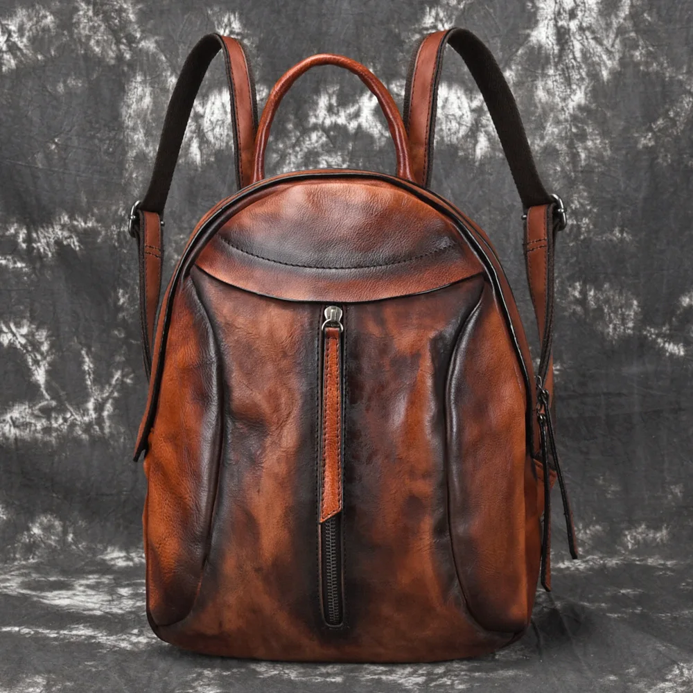 

Women Genuine Leather Backpack Brush Color Daypack Leisure Girls Travel Bag Retro Knapsack High Quality Natural Skin Rucksack