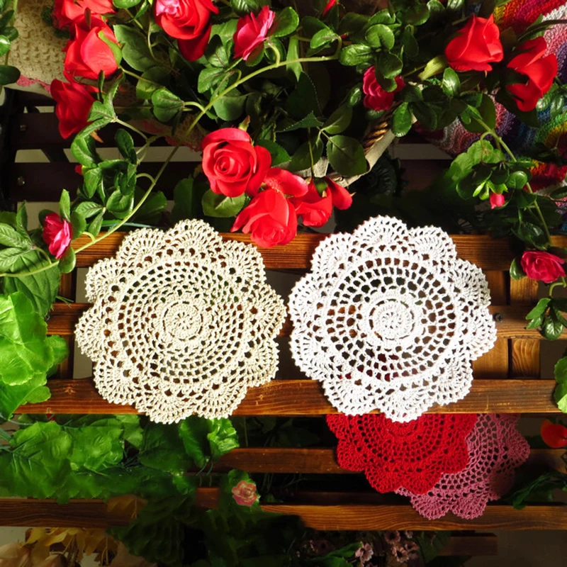 Хлопок ручной работы вязанный цветочный кружево Плетеный Винтаж Круглый