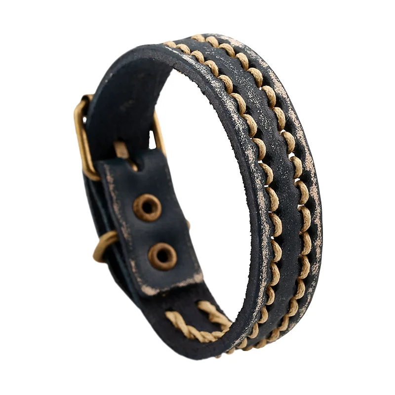 2019 Restore Ancient Ways Weave Cowhide Ornaments Leather charms Bracelet men Gothic bracelets for women | Украшения и аксессуары