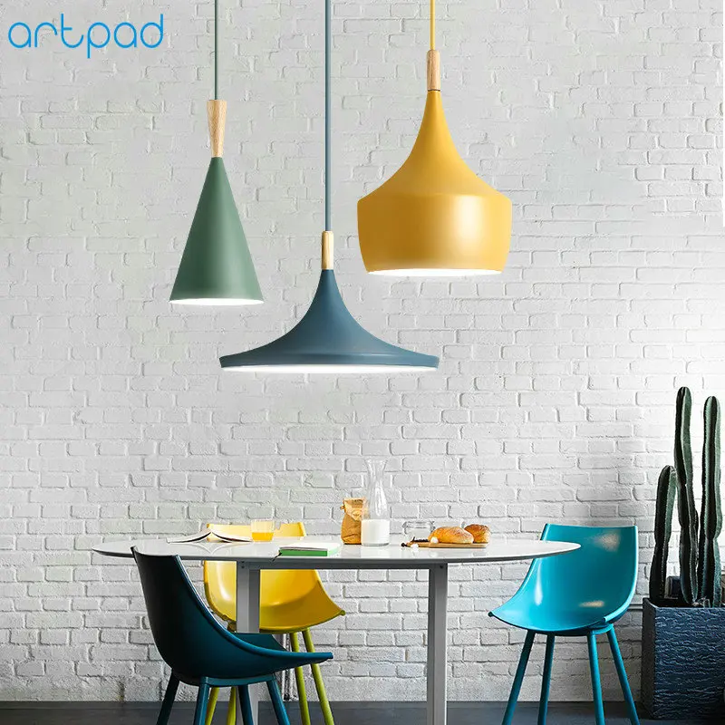 

Artpad Modern Nordic Iron Pendant Lights Lampshade E27 Ceiling Hanging Lamp Dining Room Hotel Bedroom Kitchen Lighting Fixtures