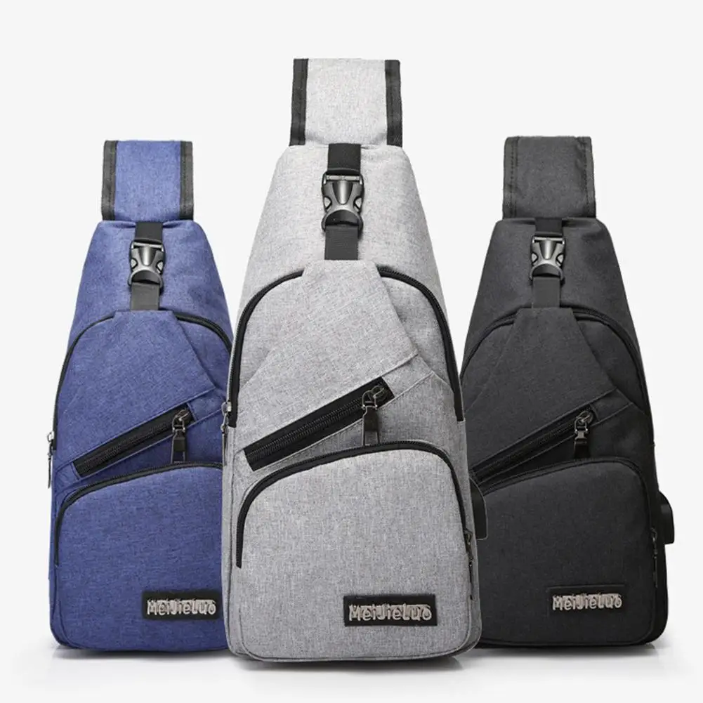 Мужские сумки на плечо зарядка через usb Crossbody спорта Холст Открытый косой крест