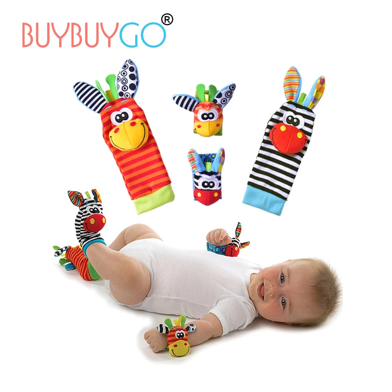 4pcs Limited Unisex New Fashion Cute Baby Socks Animal Cartoon Hand Wrist Bells Christmas Cotton Boy Girl Infant Rattles Sock | Детская