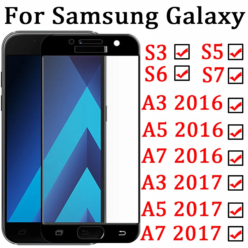 Защитное стекло для Samsung A5 2017 закаленное S6 S3 S7 S5 A3 A7 2016 полноэкранная защитная