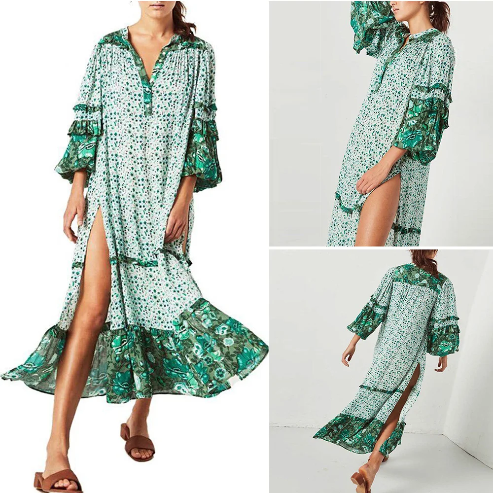 Женские Наряды Бохо Хиппи Boho фестиваль вечерние пляжные Разделение Повседневное